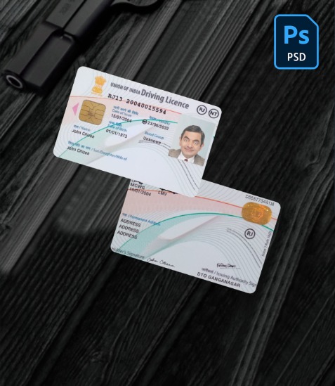 India union driving license new version PSD